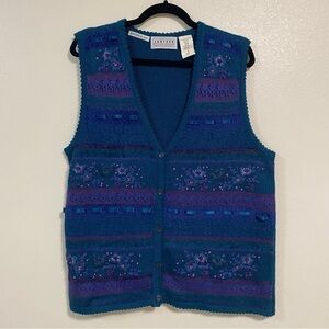 Vintage Jantzen Classic Embroidered Knit Vest Size Large